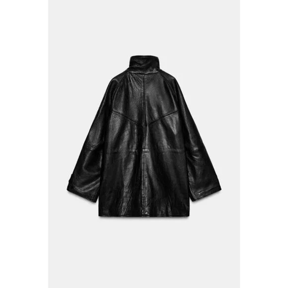 ZARA LEATHER JACKET WITH ADJUSTABLE WAIST - Picture 10 of 11